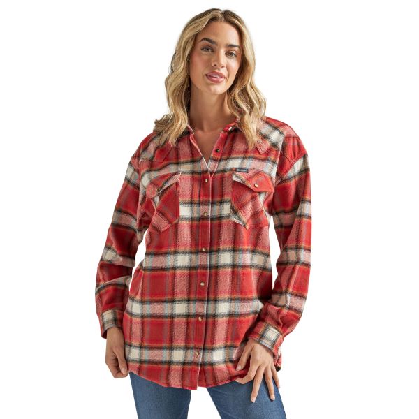 Wrangler Retro Burnt Henna Plaid Americana Women's Snap Front Longsleeve Flannel Shirt 112339146