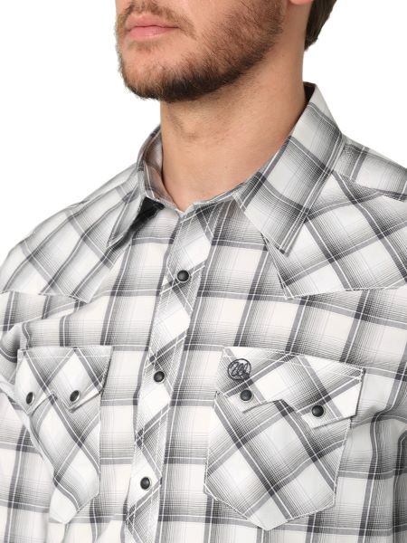 Wrangler Retro Grey Long Sleeve Modern Fit Mens Snap Shirt 112314916