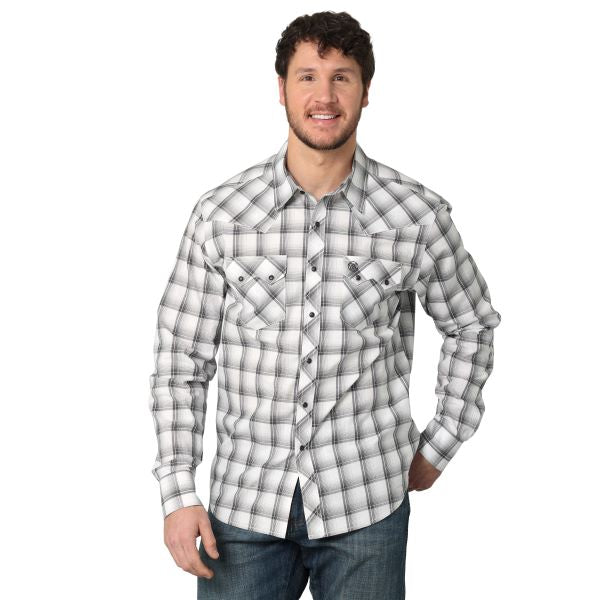 Wrangler Retro Grey Long Sleeve Modern Fit Mens Snap Shirt 112314916