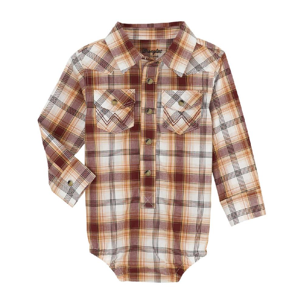 Wrangler Retro Maroon Plaid Infant Boys Onesie 112359650