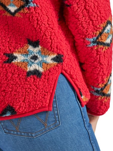 Wrangler Retro Tango Red Aztec Print Women's Sherpa Pullover 112339245