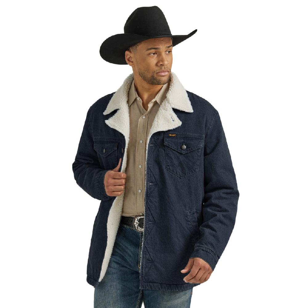 Wrangler Rustic Navy Western Sherpa Lined Denim Wrange Jacket 112353374