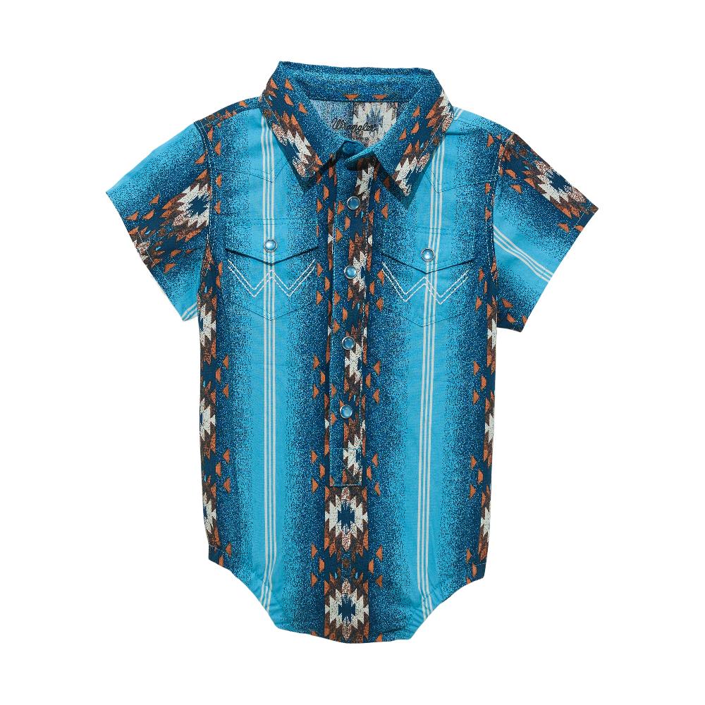 Wrangler Sea Blue Baby Boy Short Sleeve Checotah Bodysuit 112365599