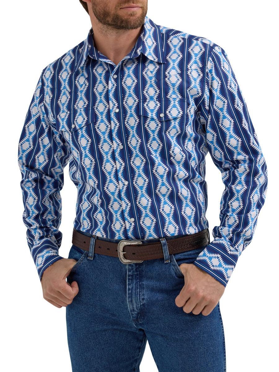 Wrangler Sea Serape Checotah Print Men's Long Sleeve Western Snap Shirts 112355375