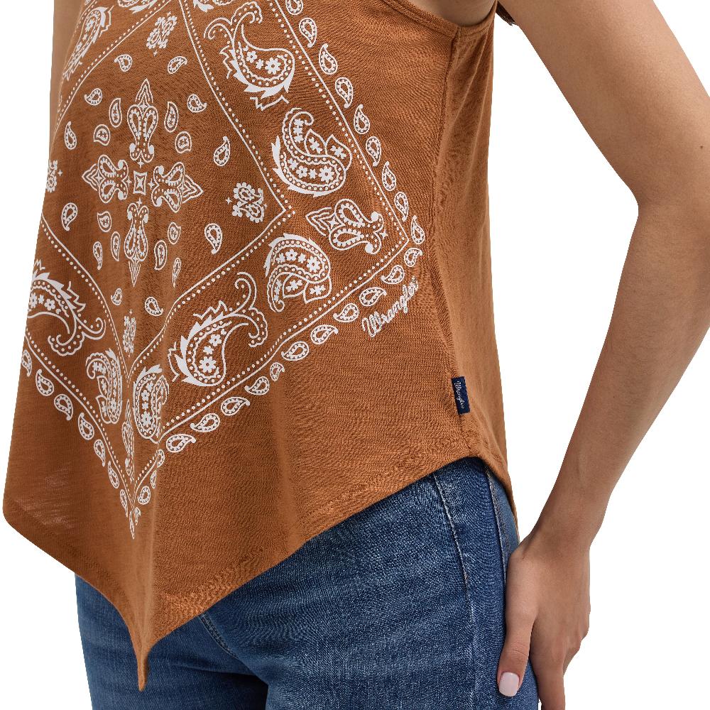 Wrangler Sienna Brown Women's Bandana Diamond Front Tank Top 112362283