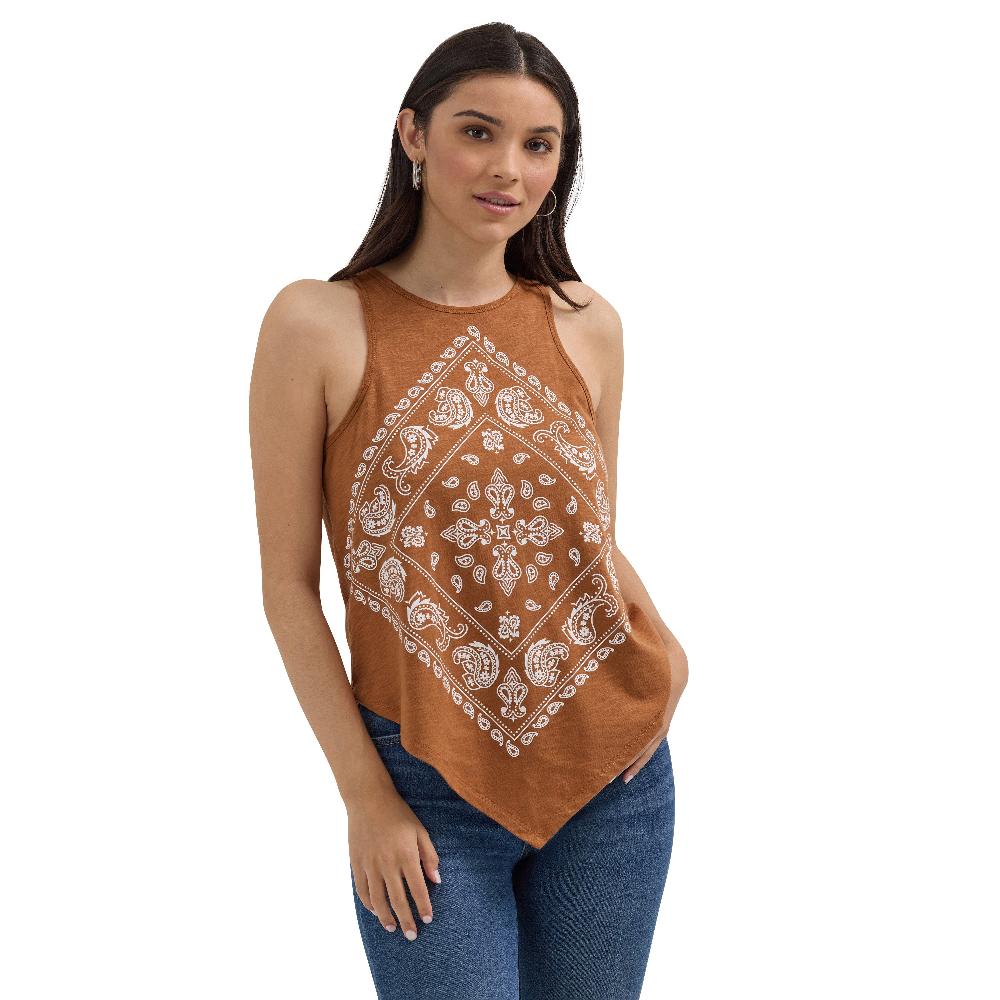 Wrangler Sienna Brown Women's Bandana Diamond Front Tank Top 112362283
