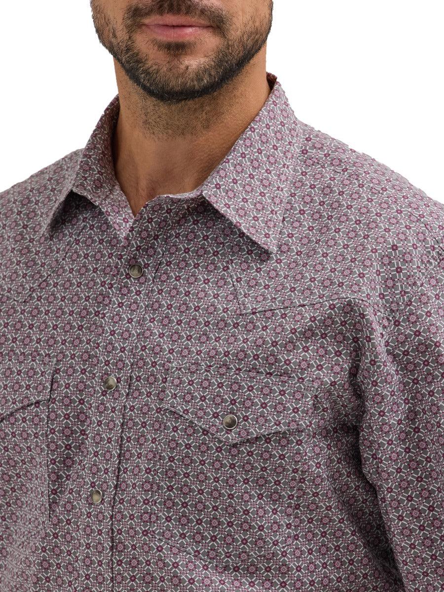 Wrangler Smoky Geo Print 20X Competition Advanced Comfort Men's Long Sleeve Collared Western Snap Shirt 112356523