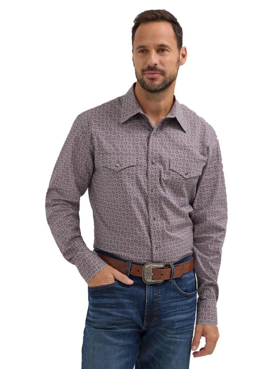 Wrangler Smoky Geo Print 20X Competition Advanced Comfort Men's Long Sleeve Collared Western Snap Shirt 112356523
