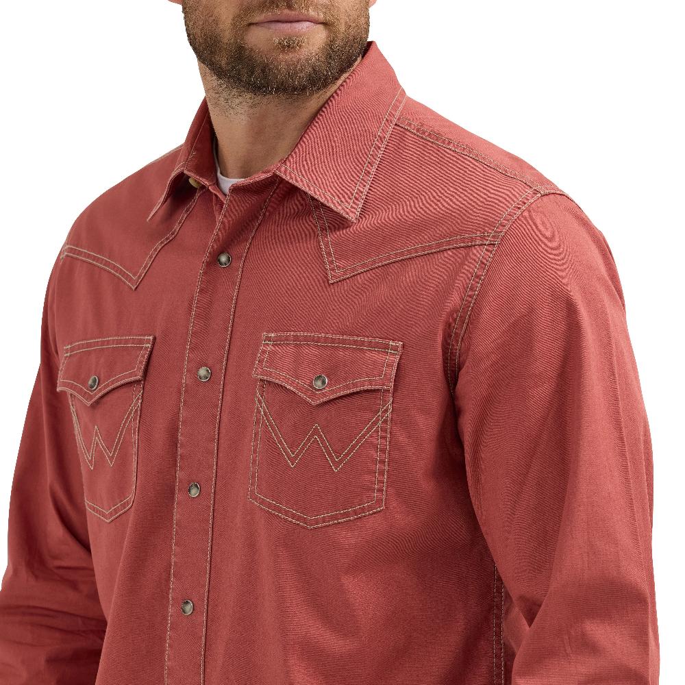 Wrangler Sunset Retro Premium Men's Collared Retro Premium Western Snap Solid Shirt 112365614