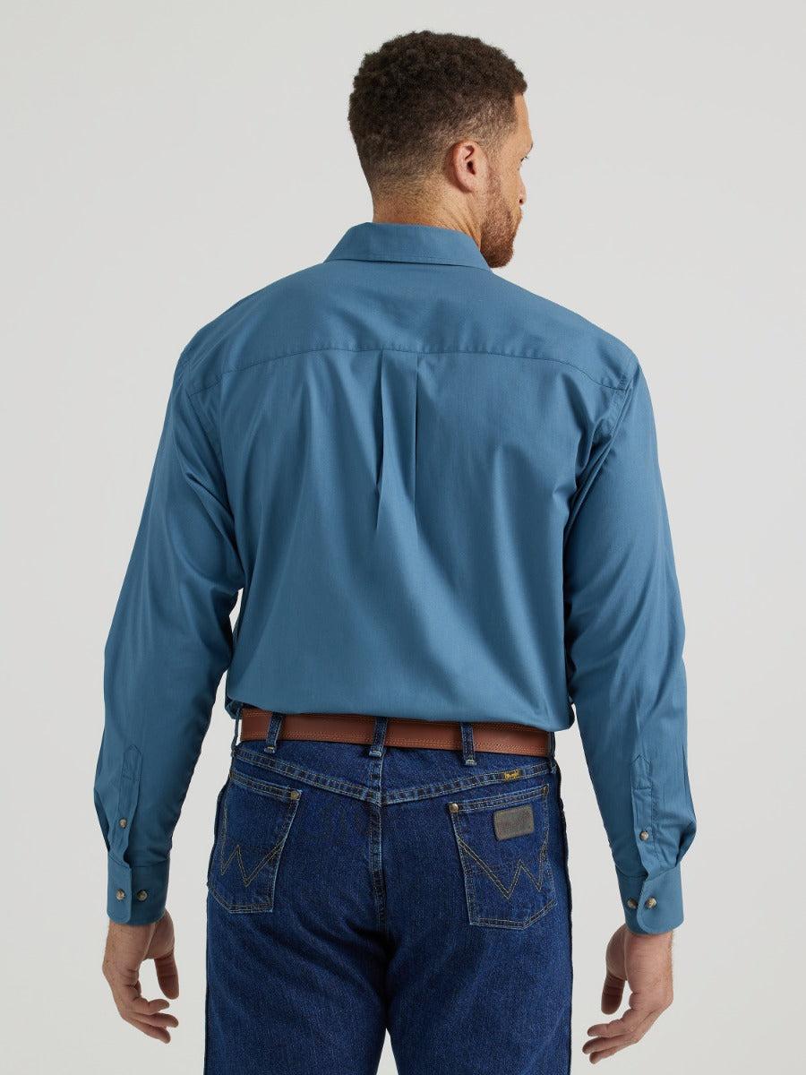 Wrangler Teal George Strait Men's Longsleeve Button Down Collared Stretch Shirt 112344866