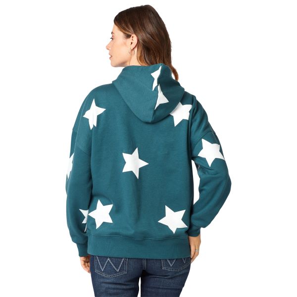 Wrangler Teal Retro Americana Womens Star Logo Hoodie 112321239