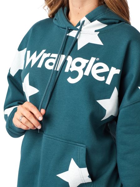 Wrangler Teal Retro Americana Womens Star Logo Hoodie 112321239