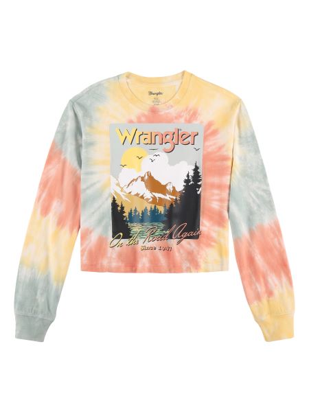 Wrangler Tie Dye Retro Graphic Ladies Relaxed Cropped Tee 112327239