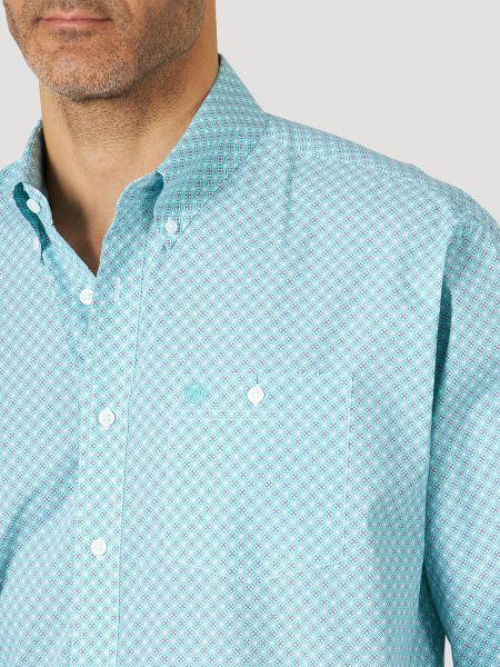 Wrangler Turquoise Classic Mens Long Sleeve Shirt 112315003