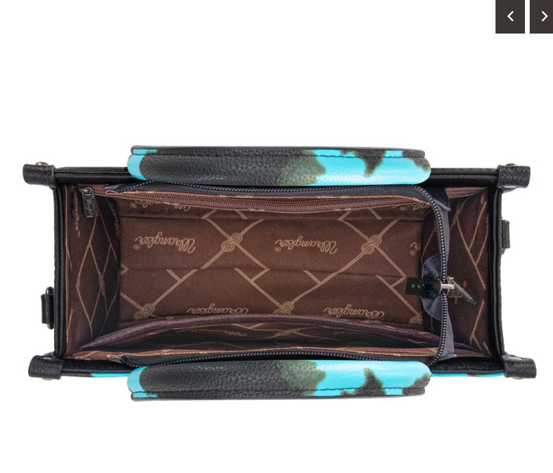 Wrangler Turquoise Cow Print Concealed Carry Tote/Crossbody WG133-8120S-TQ