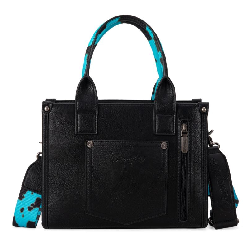 Wrangler Turquoise Cow Print Concealed Carry Tote/Crossbody WG133-8120S-TQ