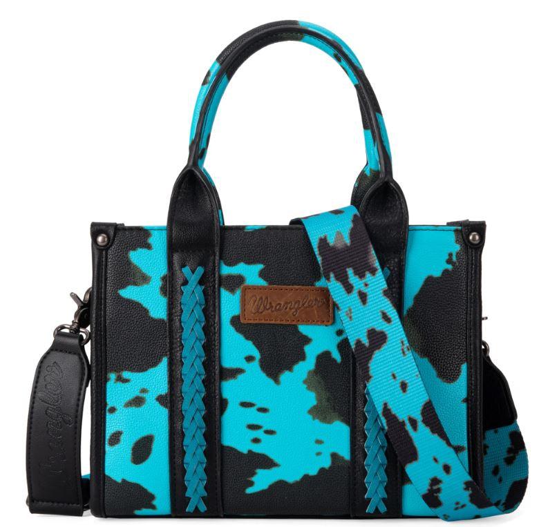 Wrangler Turquoise Cow Print Concealed Carry Tote/Crossbody WG133-8120S-TQ
