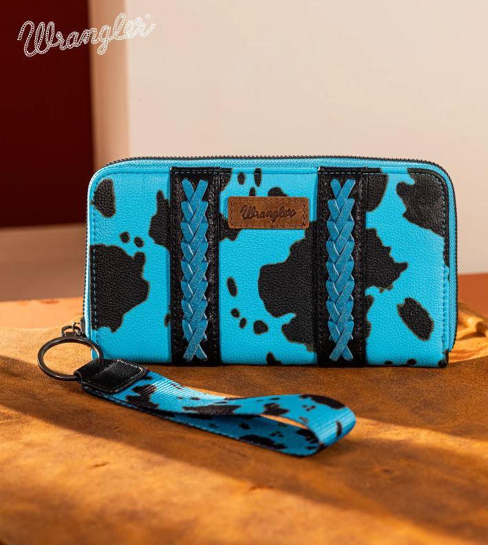 Wrangler Turquoise Cow Print Wallet WG133-W006-TQ