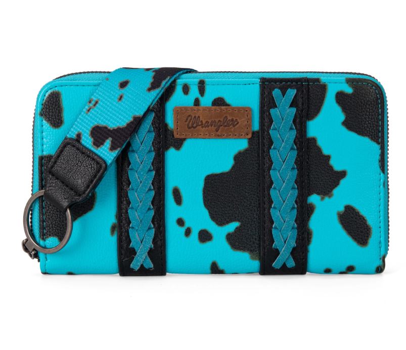 Wrangler Turquoise Cow Print Wallet WG133-W006-TQ