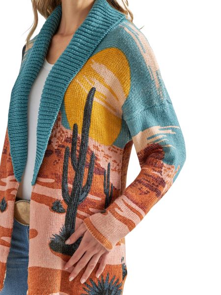 Wrangler Turquoise Desert Scene Women's Long Sleeve Cardigan 112339173