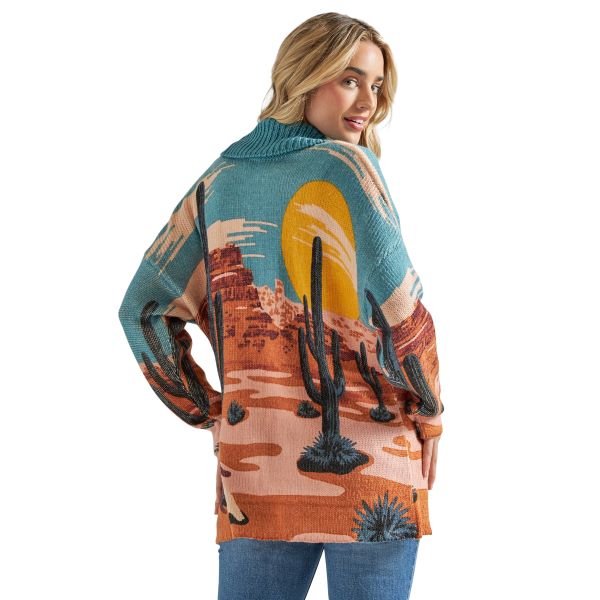 Wrangler Turquoise Desert Scene Women's Long Sleeve Cardigan 112339173