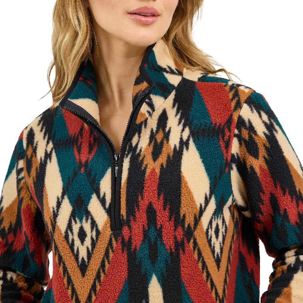 Wrangler Turquoise Pattern Retro Quarter-Zip Women's Sherpa Pullover 112371898