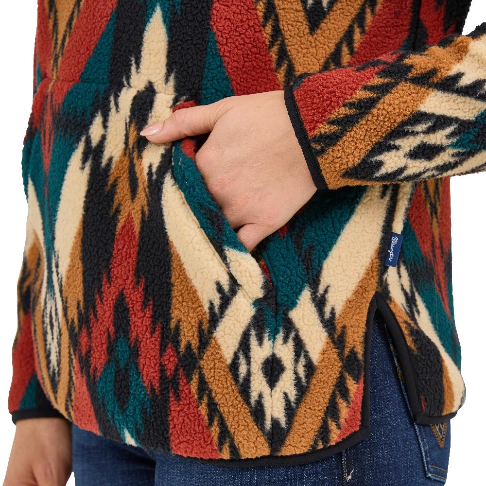 Wrangler Turquoise Pattern Retro Quarter-Zip Women's Sherpa Pullover 112371898