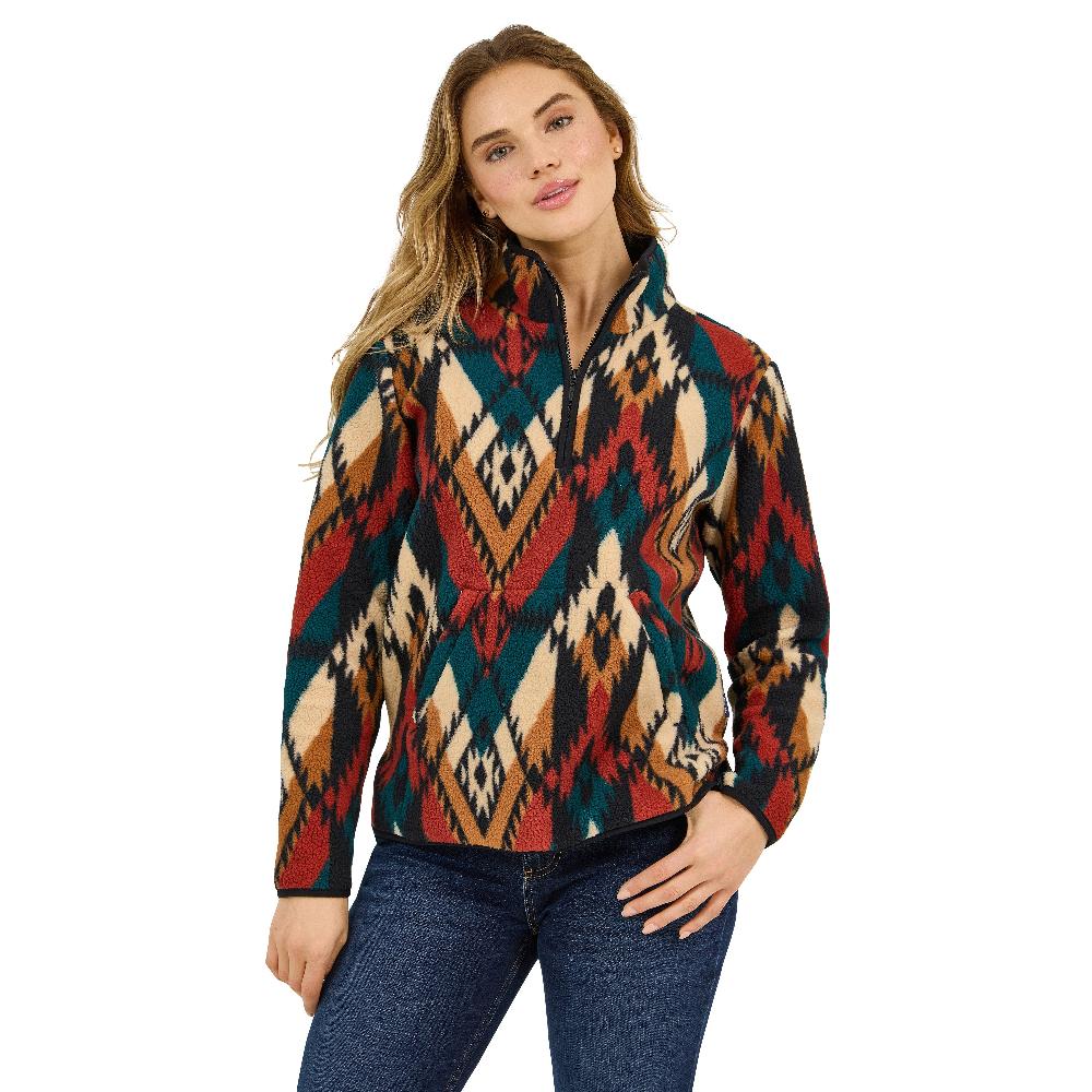Wrangler Turquoise Pattern Retro Quarter-Zip Women's Sherpa Pullover 112371898