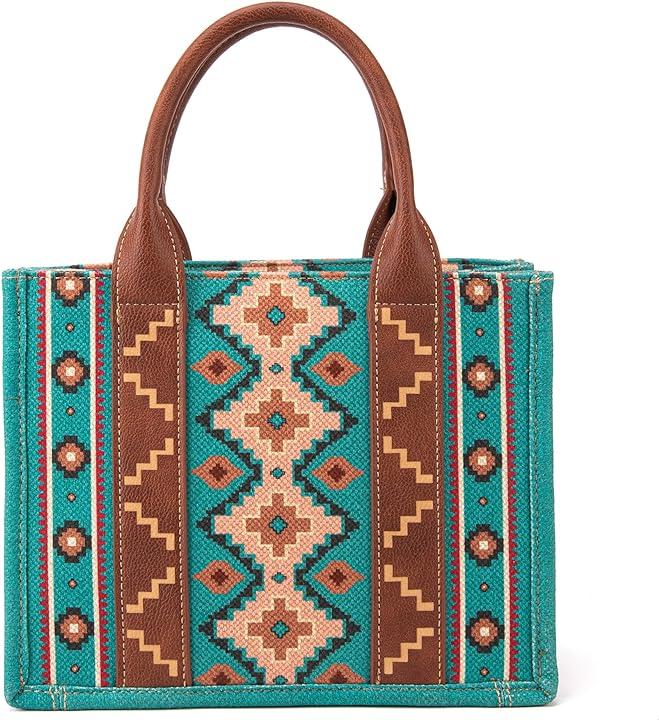 Wrangler Turquoise Southwestern Print Small Canvas Tote/Crossbody WG2203-8120STQ