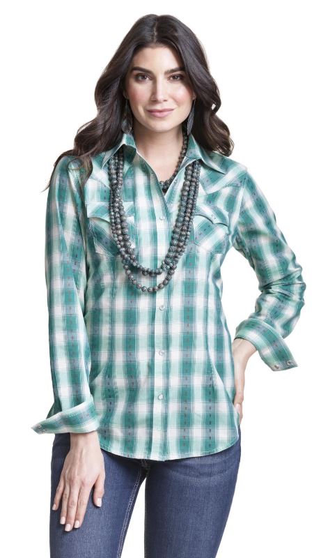 Wrangler Turquoise Western Fashion Long Sleeve Shirt LW8040M