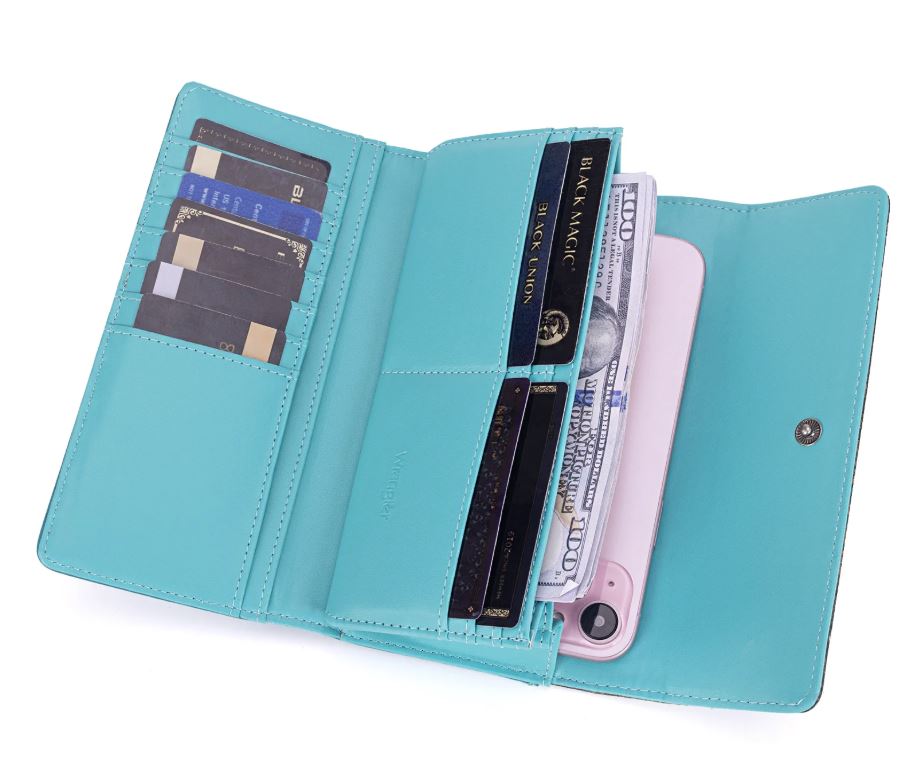 Wrangler Turquoise Western Floral Tooled Tri-Fold RFID Wallet/Wristlet WG196-W056TQ