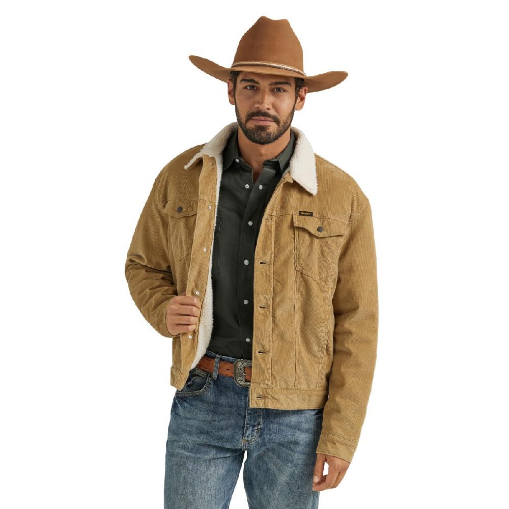 Wrangler Wheat Cowboy Cut Sherpa Lined Men's Spread Collar Lined Corduroy Jacket 112352872