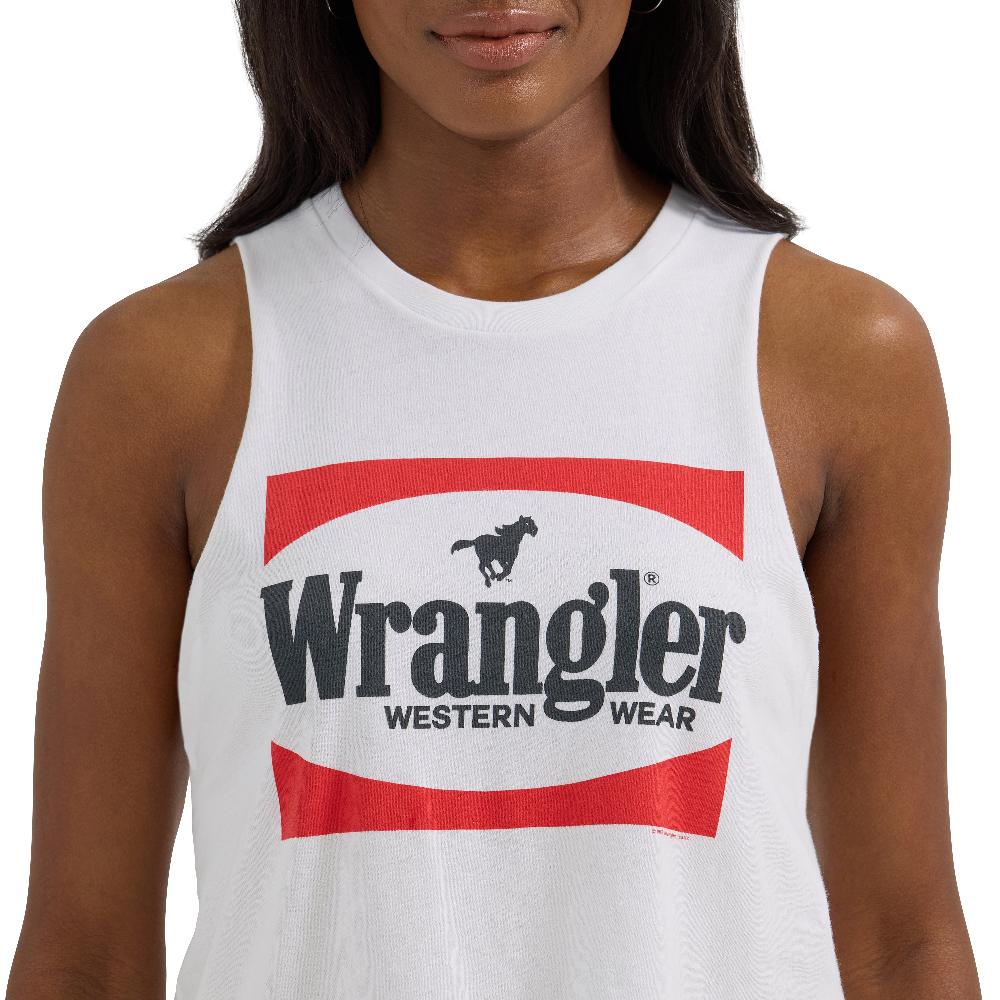 Wrangler White Block Women's Festival Crop Graphic Tank 112361879