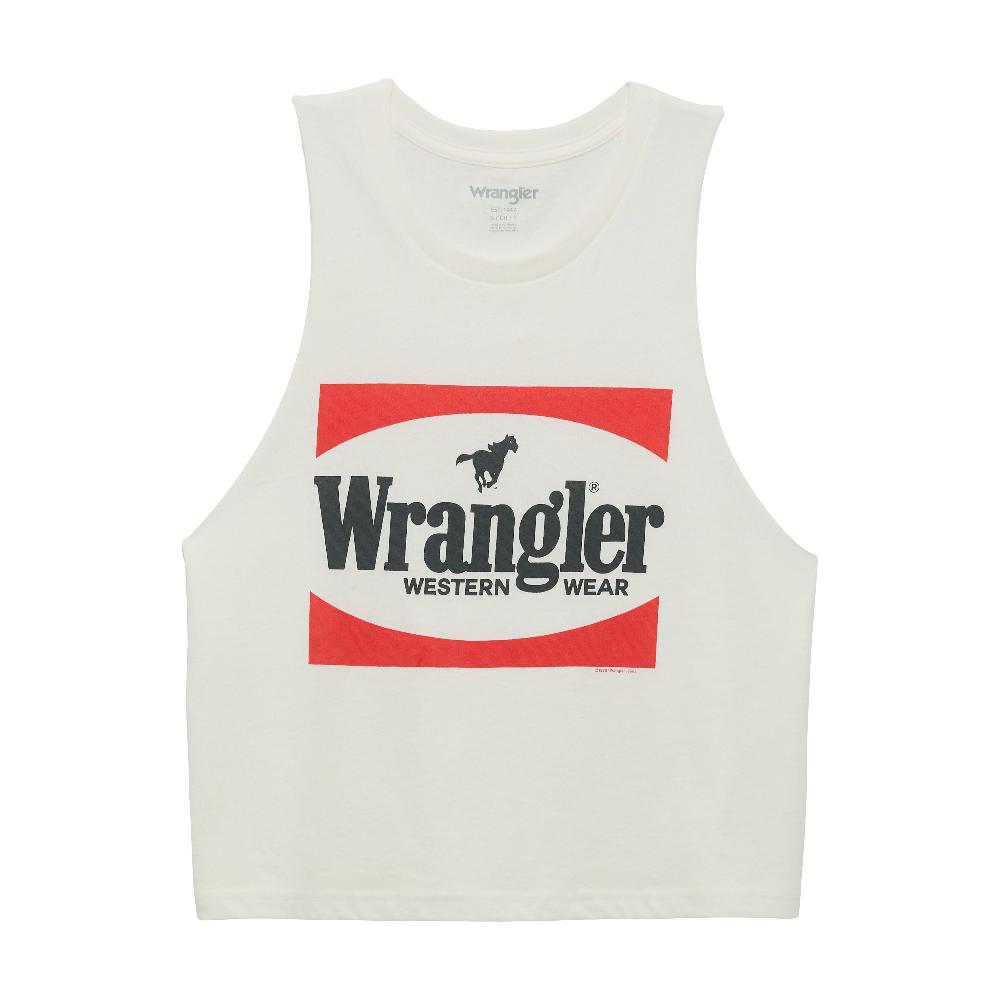 Wrangler White Block Women's Festival Crop Graphic Tank 112361879