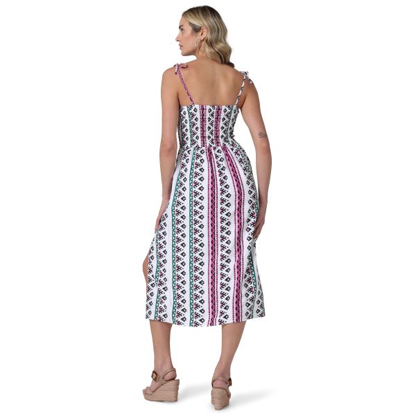 Wrangler White Geo Retro Smocked Bodice Women's Tank Dress 112330070