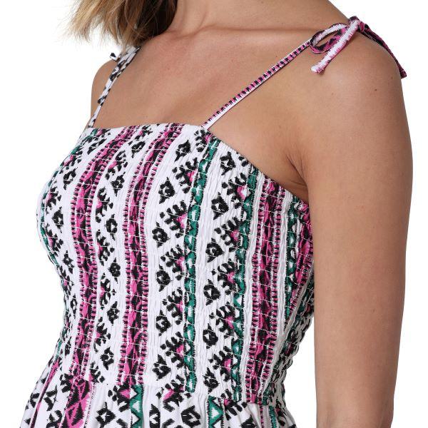 Wrangler White Geo Retro Smocked Bodice Women's Tank Dress 112330070