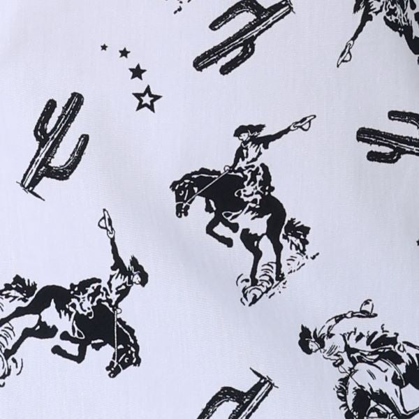 Wrangler White Print Retro Cowgirl Cactus Women's Western Snap Shirt 112330046