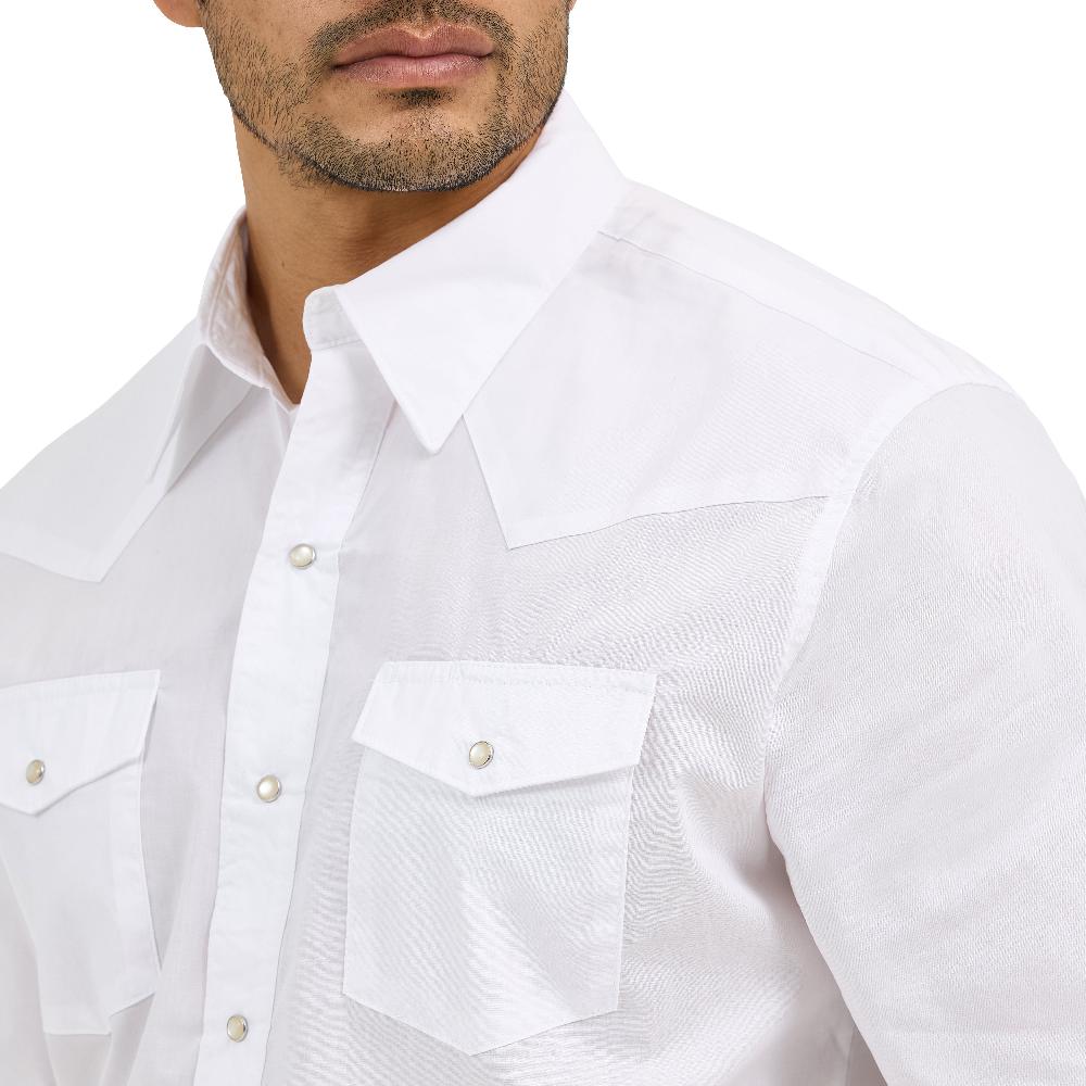 Wrangler White Sport Western Men's Collared Snap Shirt 1071106WH