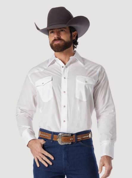 Wrangler White Sport Western Snap Shirt 71105