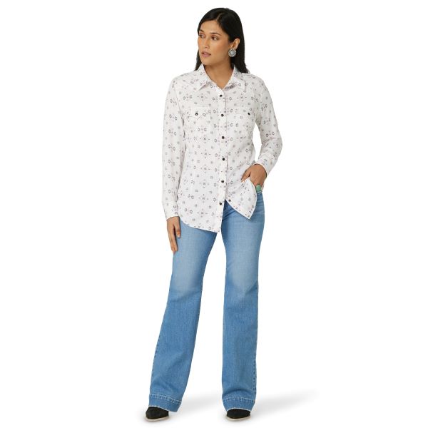 Wrangler White Tec Retro Aztec Snap Women's Western Shirt 112327249