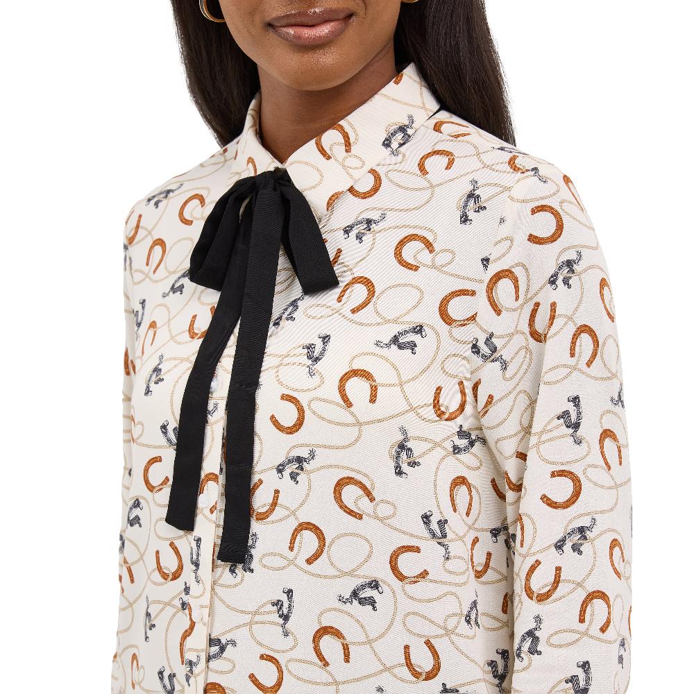 Wrangler White Tie Neck Women's Blouse 112371697