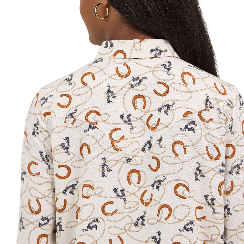 Wrangler White Tie Neck Women's Blouse 112371697