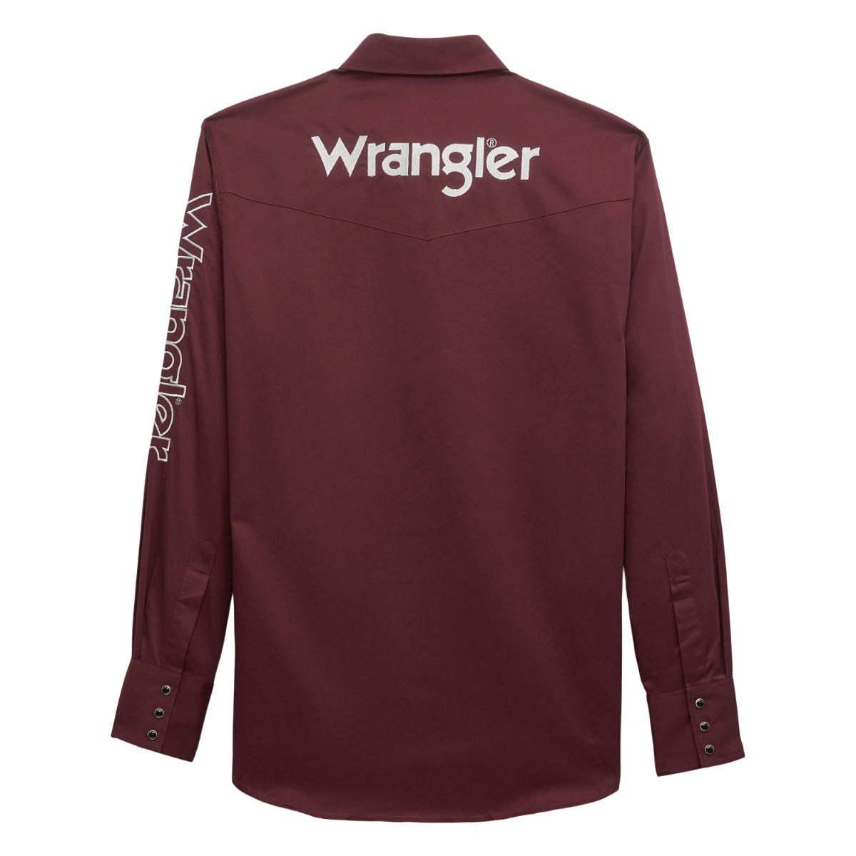 Wrangler Wine Logo Men's Collared Longsleeve Snap Shirt 112355405