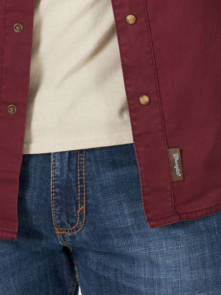 Wrangler Wine Retro Premium Mens Long Sleeve Snap Shirt 112318871