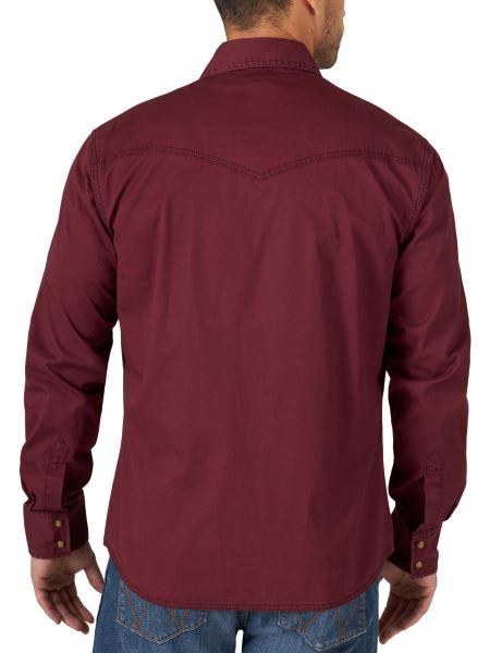 Wrangler Wine Retro Premium Mens Long Sleeve Snap Shirt 112318871