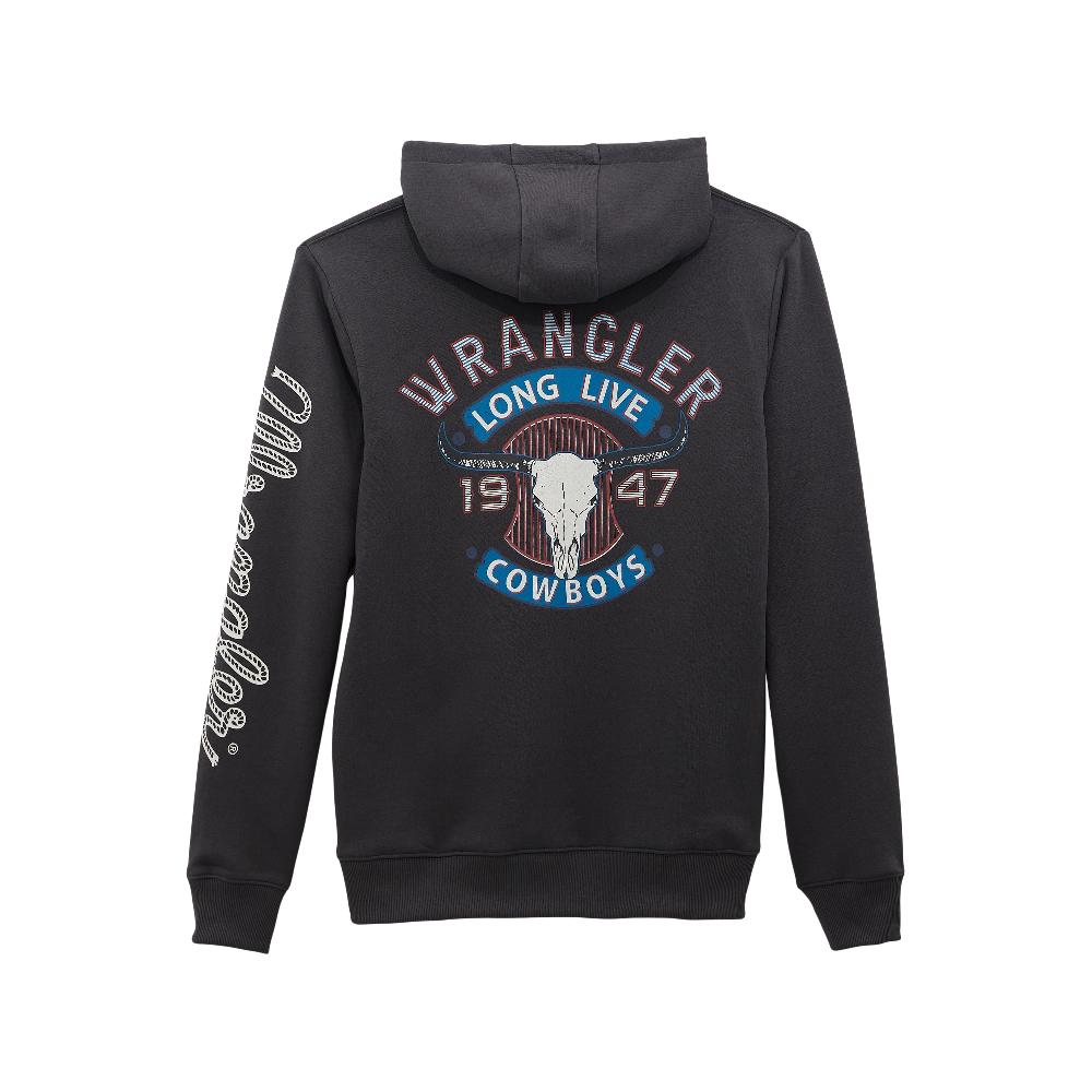 Wrangler Worn Grey Long Live Cowboys Pullover Men's Hoodie 112368743