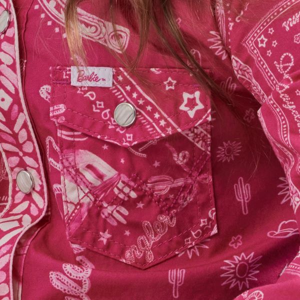 Wrangler X Barbie Bandana Pink Girl's Snap Shirt Dress 112344905