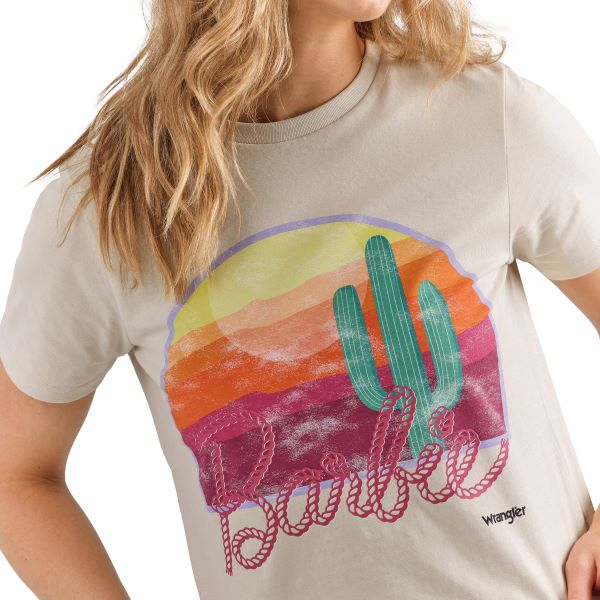 Wrangler X Barbie Gray (Natural Light Grey) Sunset Graphic Reg Fit Women's Tee 112344833