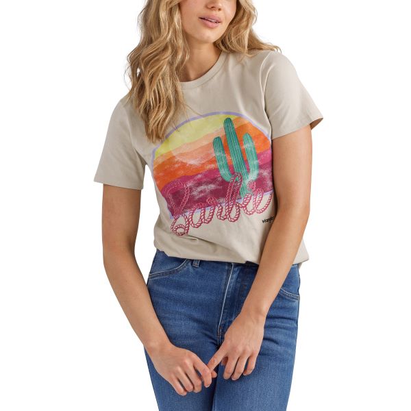 Wrangler X Barbie Gray (Natural Light Grey) Sunset Graphic Reg Fit Women's Tee 112344833