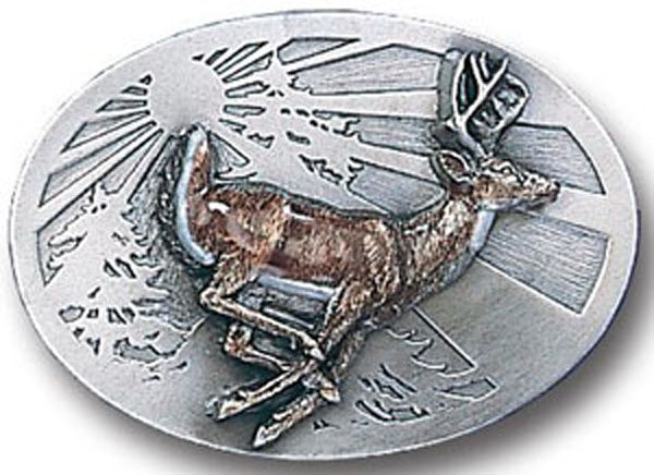 X30E WHITETAIL DEER Hand Enameled Siskiyou Belt Buckles
